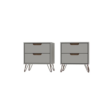 Designed To Furnish Rockefeller 2-Drawer Off White & Nature Nightstand, 21.65 x 20.08 x 17.62 in., 2PK DE2616470